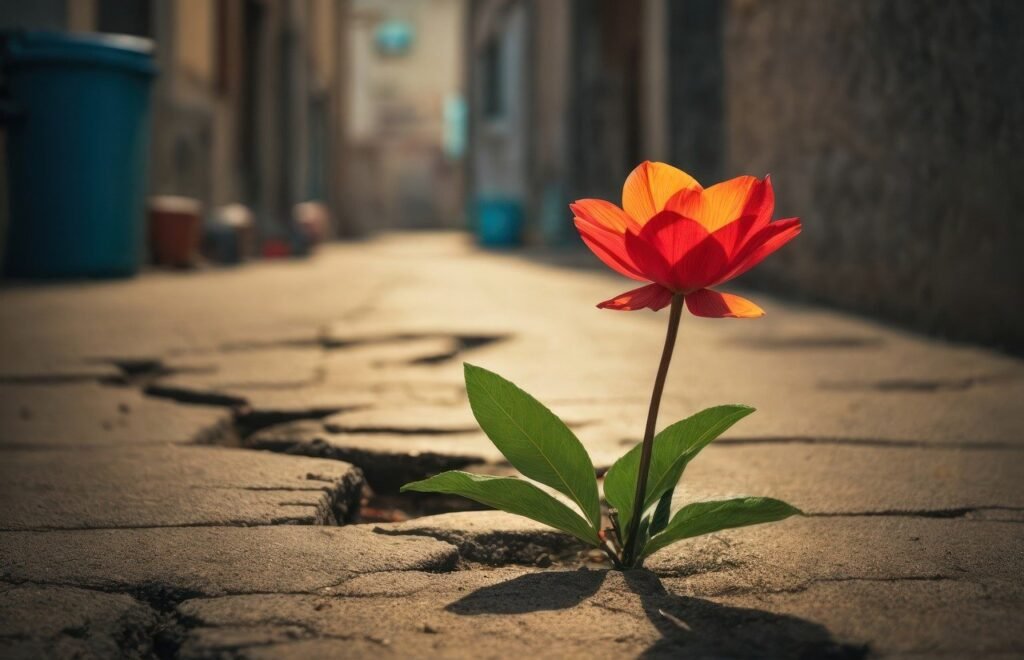 ai generated, nature, flower, road, plant, petals, bloom, resilience, alley, resilience, resilience, resilience, resilience, resilience