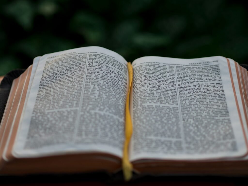 opened book with bookmark, Psalm 23 Bible study